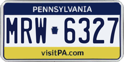 PA license plate MRW6327