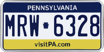PA license plate MRW6328