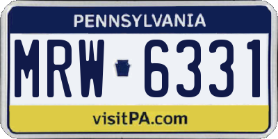 PA license plate MRW6331