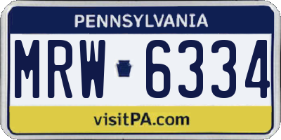 PA license plate MRW6334