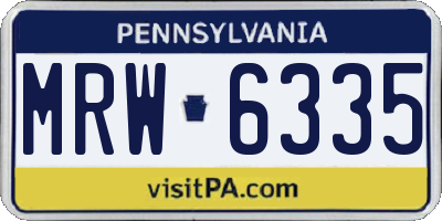 PA license plate MRW6335