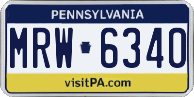 PA license plate MRW6340