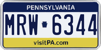 PA license plate MRW6344
