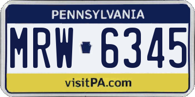 PA license plate MRW6345