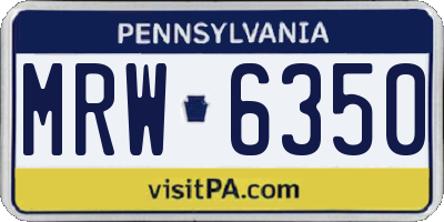 PA license plate MRW6350