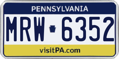 PA license plate MRW6352