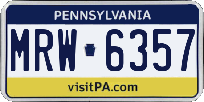 PA license plate MRW6357