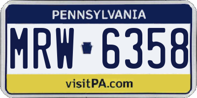 PA license plate MRW6358
