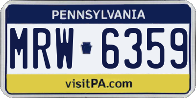 PA license plate MRW6359
