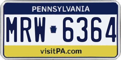 PA license plate MRW6364