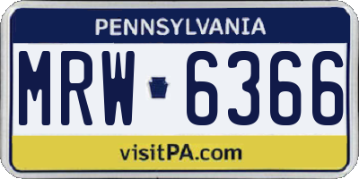 PA license plate MRW6366