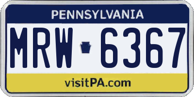 PA license plate MRW6367