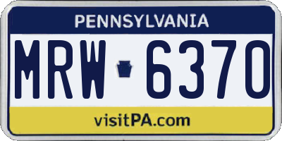 PA license plate MRW6370