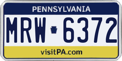 PA license plate MRW6372