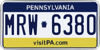 PA license plate MRW6380