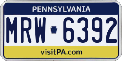 PA license plate MRW6392