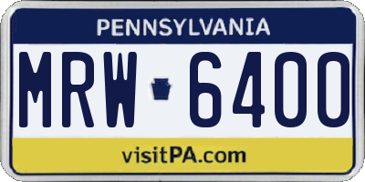 PA license plate MRW6400
