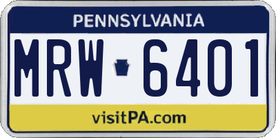 PA license plate MRW6401