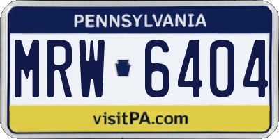 PA license plate MRW6404
