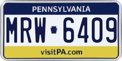 PA license plate MRW6409