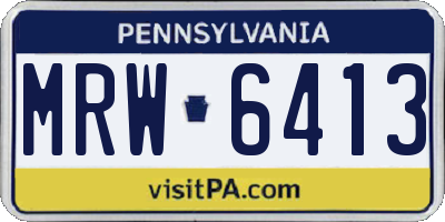 PA license plate MRW6413