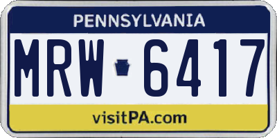 PA license plate MRW6417