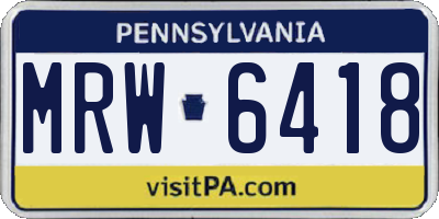 PA license plate MRW6418