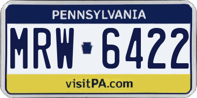 PA license plate MRW6422