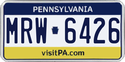 PA license plate MRW6426
