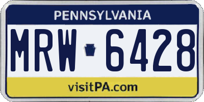 PA license plate MRW6428