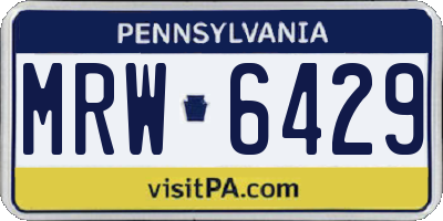 PA license plate MRW6429