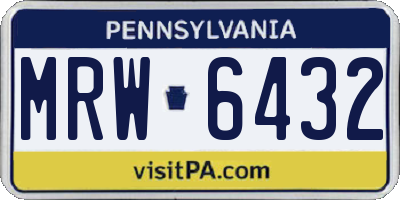 PA license plate MRW6432