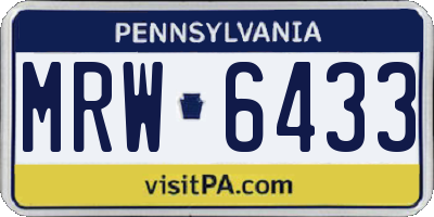 PA license plate MRW6433