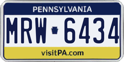PA license plate MRW6434