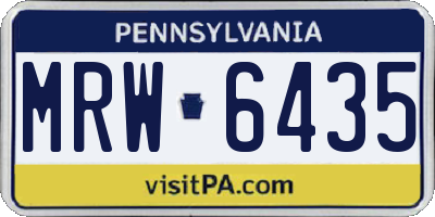 PA license plate MRW6435