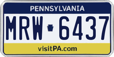 PA license plate MRW6437