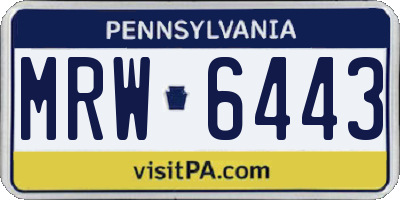 PA license plate MRW6443