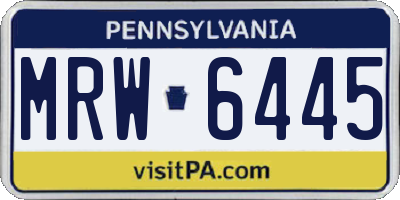 PA license plate MRW6445