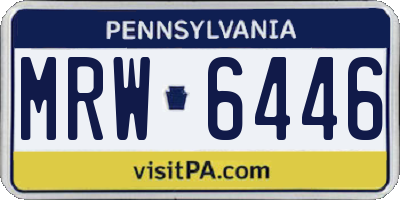 PA license plate MRW6446