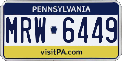 PA license plate MRW6449