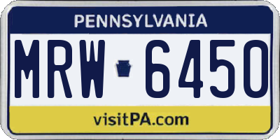 PA license plate MRW6450