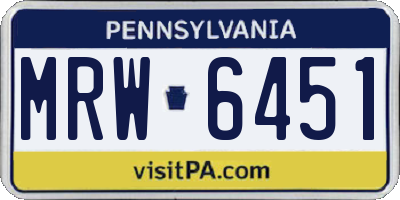 PA license plate MRW6451