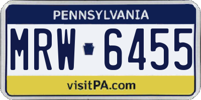 PA license plate MRW6455