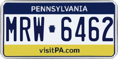 PA license plate MRW6462