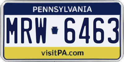 PA license plate MRW6463