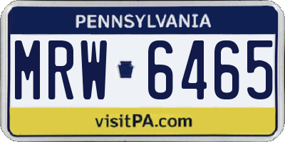 PA license plate MRW6465