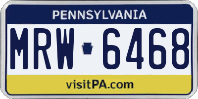 PA license plate MRW6468