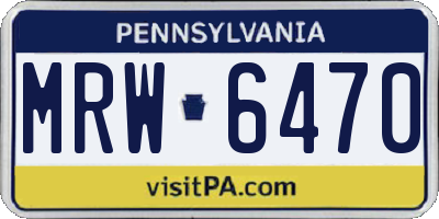 PA license plate MRW6470