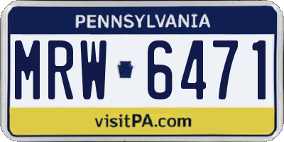 PA license plate MRW6471