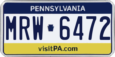 PA license plate MRW6472